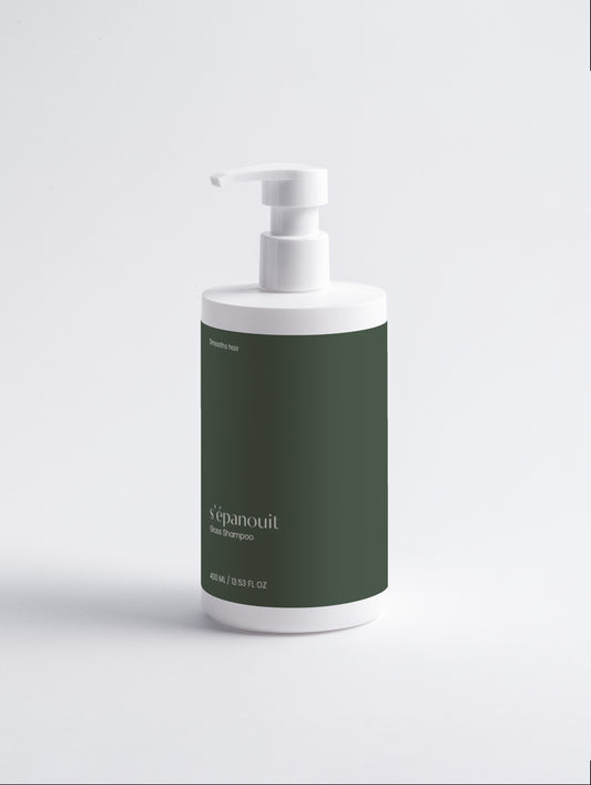 Gloss Shampoo bottle in smoky green vetiver scent by S'épanouit